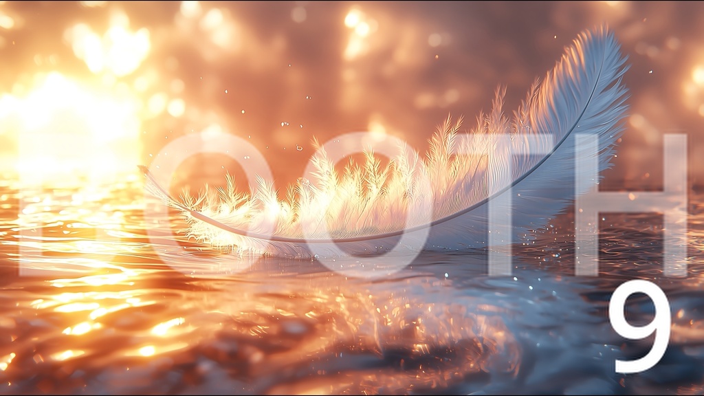 光と水に浮かぶ幻想的な羽根素材集 Vol.2|超高解像度8736×4896px|10枚+シークレット2枚