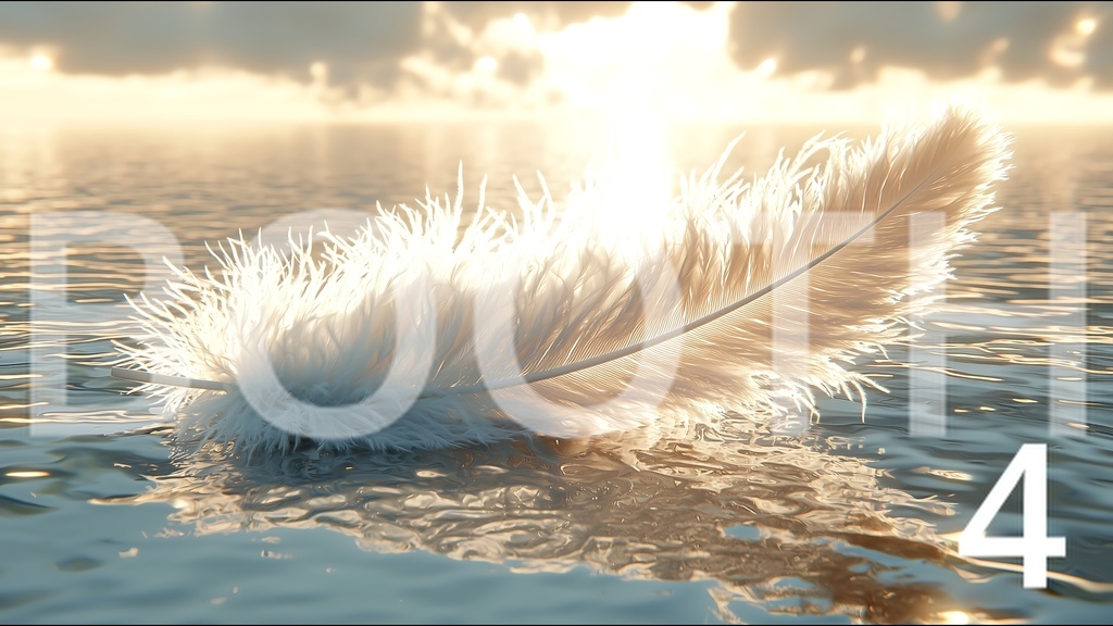 光と水に浮かぶ幻想的な羽根素材集 Vol.2|超高解像度8736×4896px|10枚+シークレット2枚