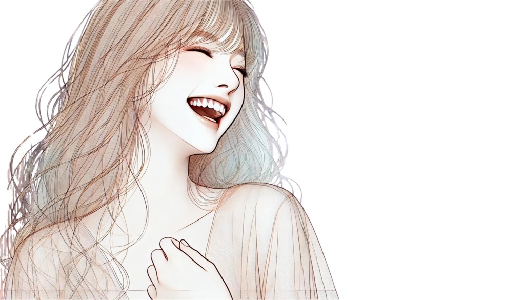 笑顔の女性イラスト - デジタルアート作品