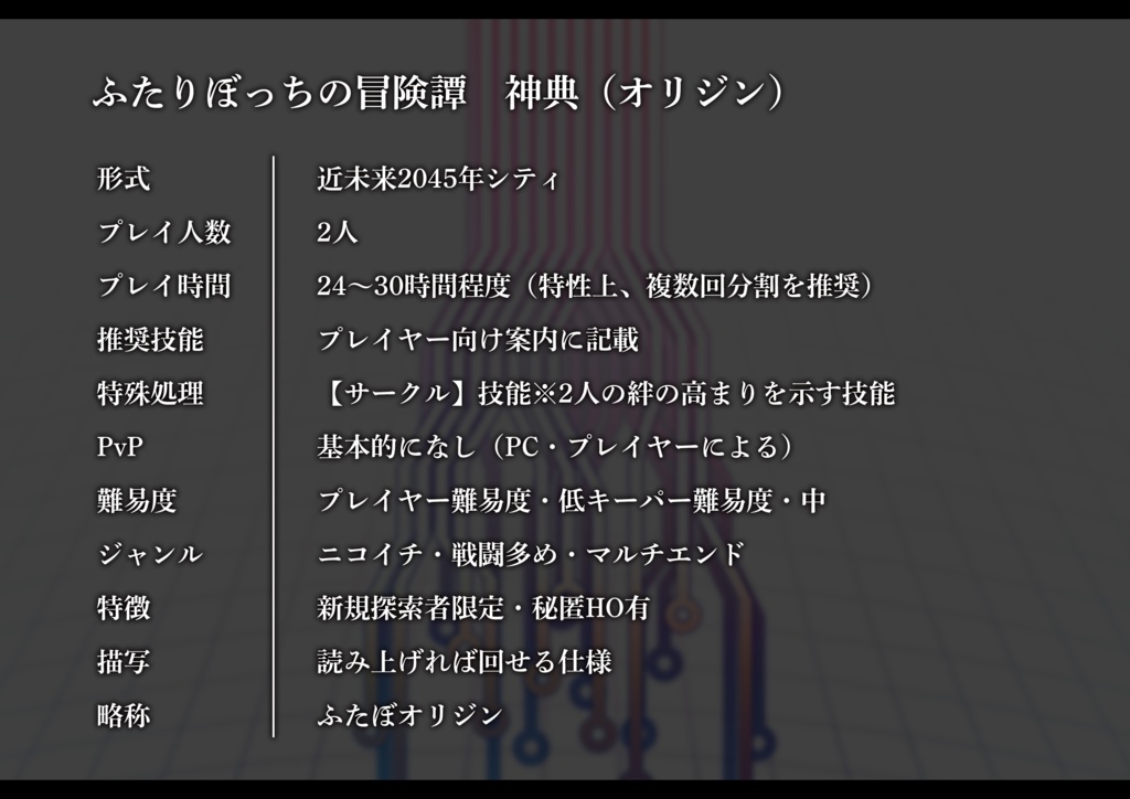 【書籍版】「ふたりぼっちの冒険譚-神典-」CoCシナリオ