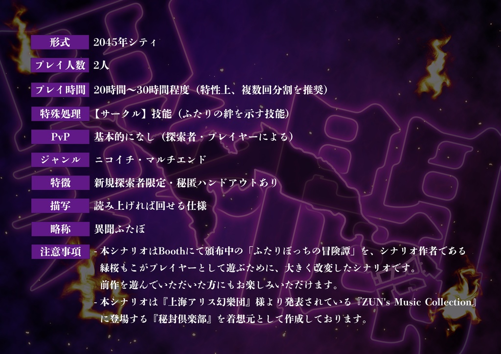 【書籍版】「異聞 ふたりぼっちの冒険譚-境界美術館edition-」CoCシナリオ