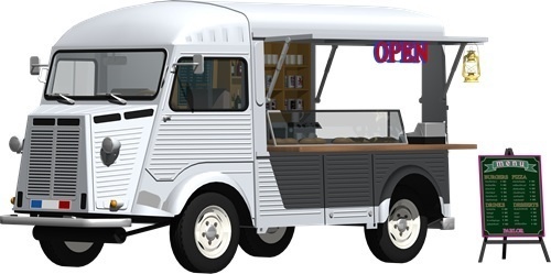 キッチンカー背景透明切り抜き画像　1001