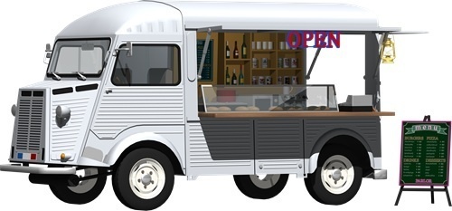 キッチンカー背景透明切り抜き画像　1002