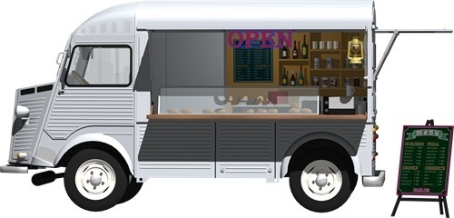 キッチンカー背景透明切り抜き画像　1004