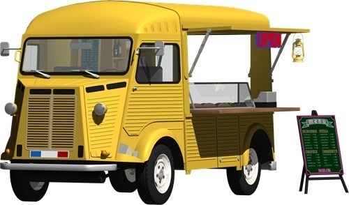 キッチンカー背景透明切り抜き画像　2000