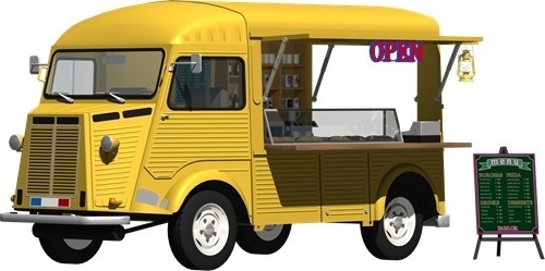 キッチンカー背景透明切り抜き画像　2001