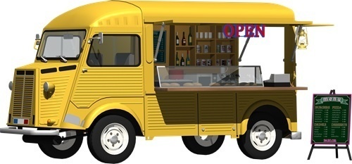 キッチンカー背景透明切り抜き画像　2002