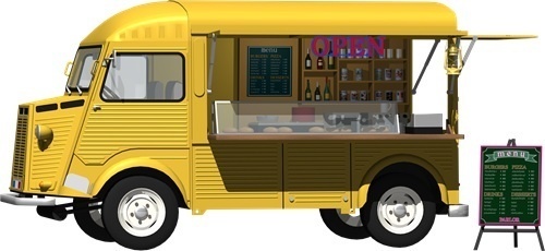 キッチンカー背景透明切り抜き画像　2003