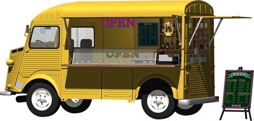 キッチンカー背景透明切り抜き画像　2005