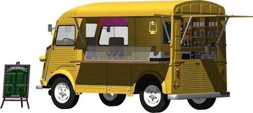 キッチンカー背景透明切り抜き画像　2006