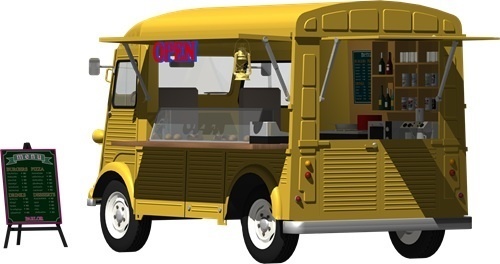 キッチンカー背景透明切り抜き画像　2007