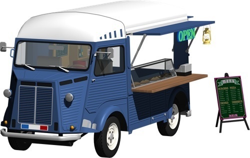 キッチンカー背景透明切り抜き画像　3000