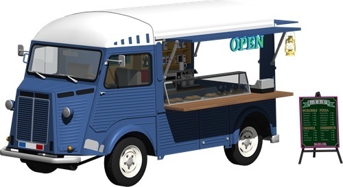 キッチンカー背景透明切り抜き画像　3001