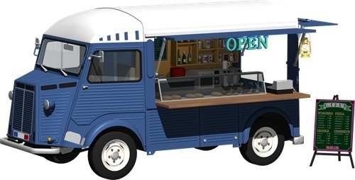 キッチンカー背景透明切り抜き画像　3002