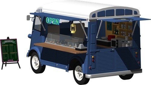 キッチンカー背景透明切り抜き画像　3007