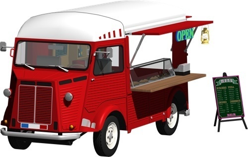 キッチンカー背景透明切り抜き画像　4000