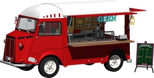 キッチンカー背景透明切り抜き画像　4002