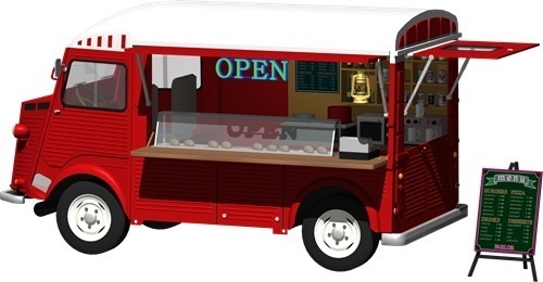 キッチンカー背景透明切り抜き画像　4005