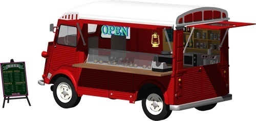 キッチンカー背景透明切り抜き画像　4006