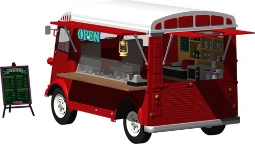 キッチンカー背景透明切り抜き画像　4007