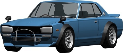 ハコスカＧＴＲレーシング背景透明切り抜き画像　1000