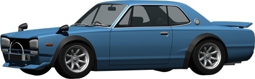 ハコスカＧＴＲレーシング背景透明切り抜き画像　1002