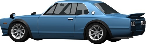 ハコスカＧＴＲレーシング背景透明切り抜き画像　1005