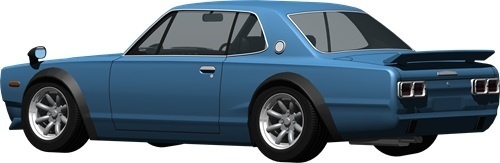 ハコスカＧＴＲレーシング背景透明切り抜き画像　1006