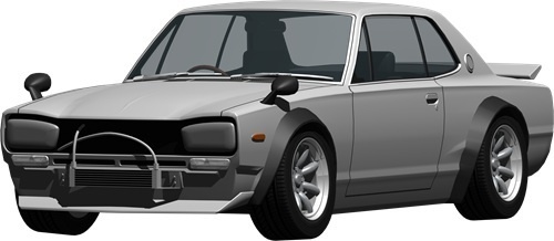 ハコスカＧＴＲレーシング背景透明切り抜き画像　2000