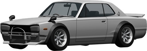 ハコスカＧＴＲレーシング背景透明切り抜き画像　2001