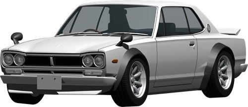 ハコスカＧＴＲ背景透明切り抜き画像　2000