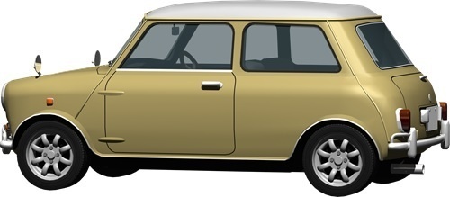 ミニクーパー背景透明切り抜き画像　2004