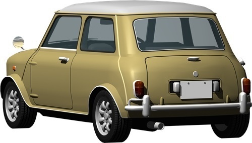 ミニクーパー背景透明切り抜き画像　2007