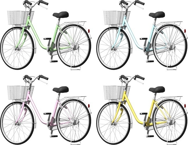 自転車ママチャリ、背景透明切り抜き画像　3