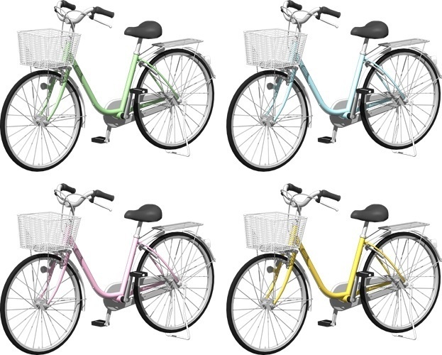自転車ママチャリ、背景透明切り抜き画像　6