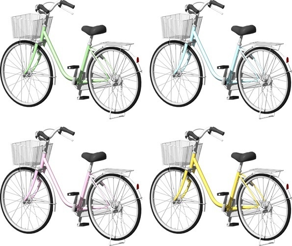 自転車ママチャリ、背景透明切り抜き画像　7