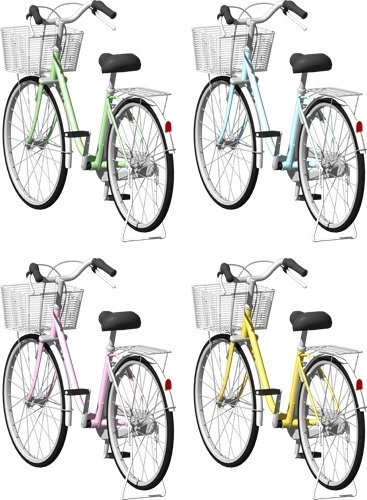 自転車ママチャリ、背景透明切り抜き画像　8