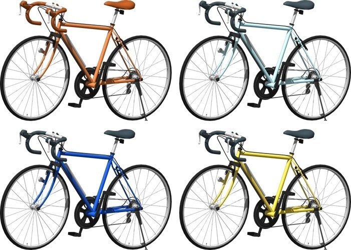 自転車ロードバイク、背景透明切り抜き画像　2