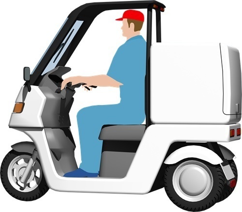 宅配三輪バイク、背景透明切り抜き画像1002