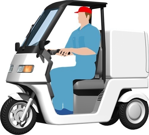 宅配三輪バイク、背景透明切り抜き画像1005