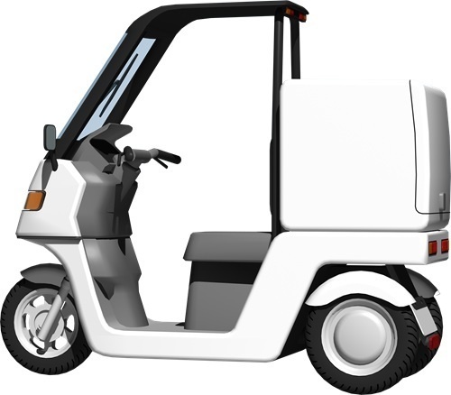 宅配三輪バイク、背景透明切り抜き画像2002