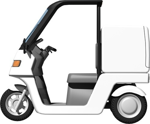 宅配三輪バイク、背景透明切り抜き画像2003