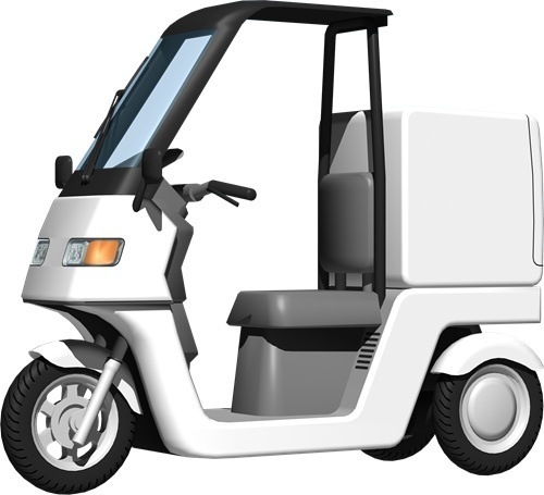 宅配三輪バイク、背景透明切り抜き画像2005