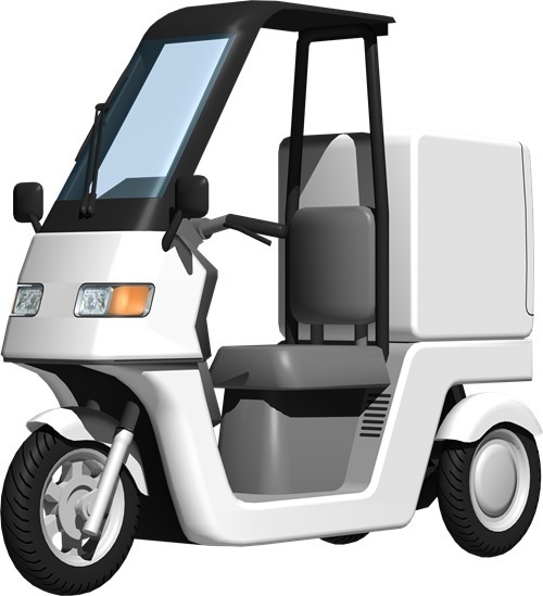 宅配三輪バイク、背景透明切り抜き画像2006