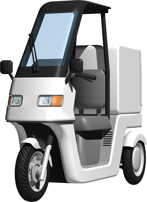 宅配三輪バイク、背景透明切り抜き画像2007