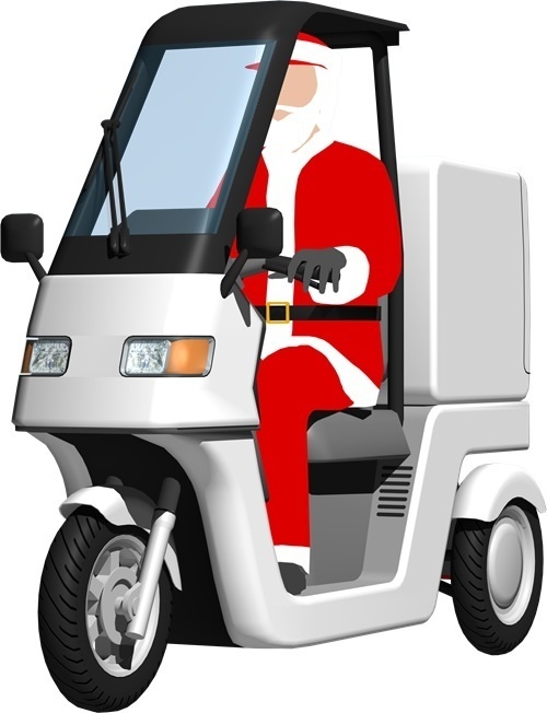 宅配三輪バイク、背景透明切り抜き画像5000