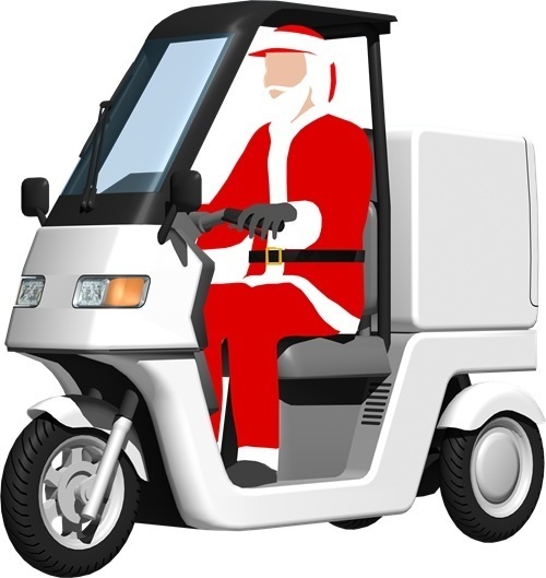 宅配三輪バイク、背景透明切り抜き画像5001