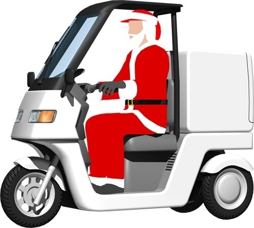 宅配三輪バイク、背景透明切り抜き画像5002