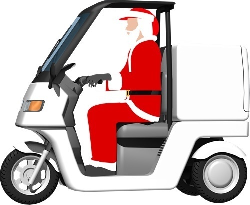 宅配三輪バイク、背景透明切り抜き画像5003