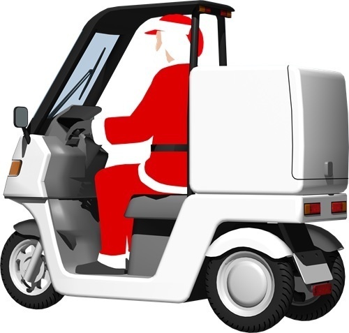 宅配三輪バイク、背景透明切り抜き画像5006